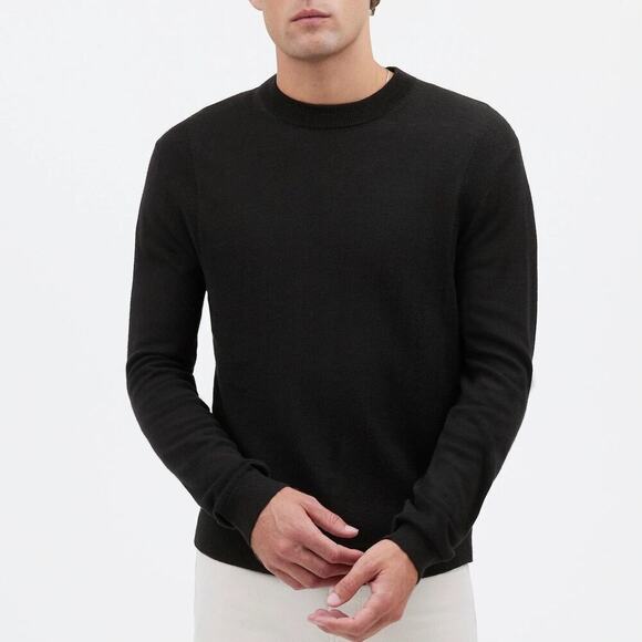 Madewell Sweater 100% Merino Wool Crewneck Long Sleeve Pullover True Black NWT L - Picture 1 of 9